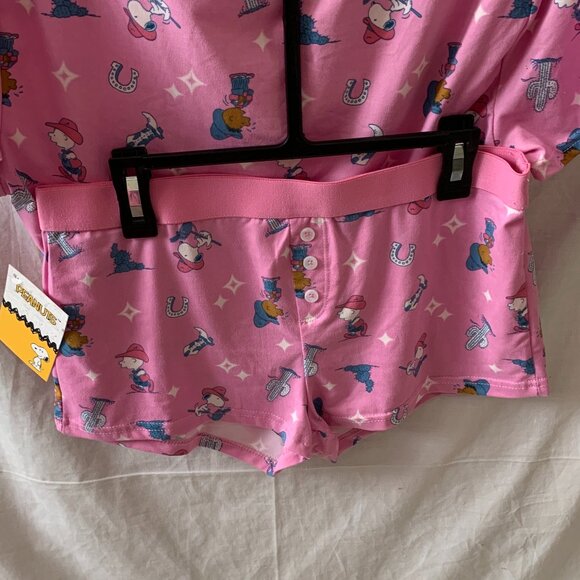 PEANUTS SNOOPY Country Western Cropped Tee with Matching Boyshorts Sz LARGE - Picture 4 of 5